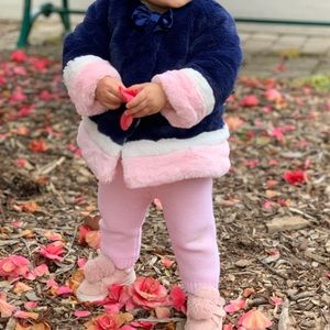 Little Me fur coat and matching hat for baby girl 12 month